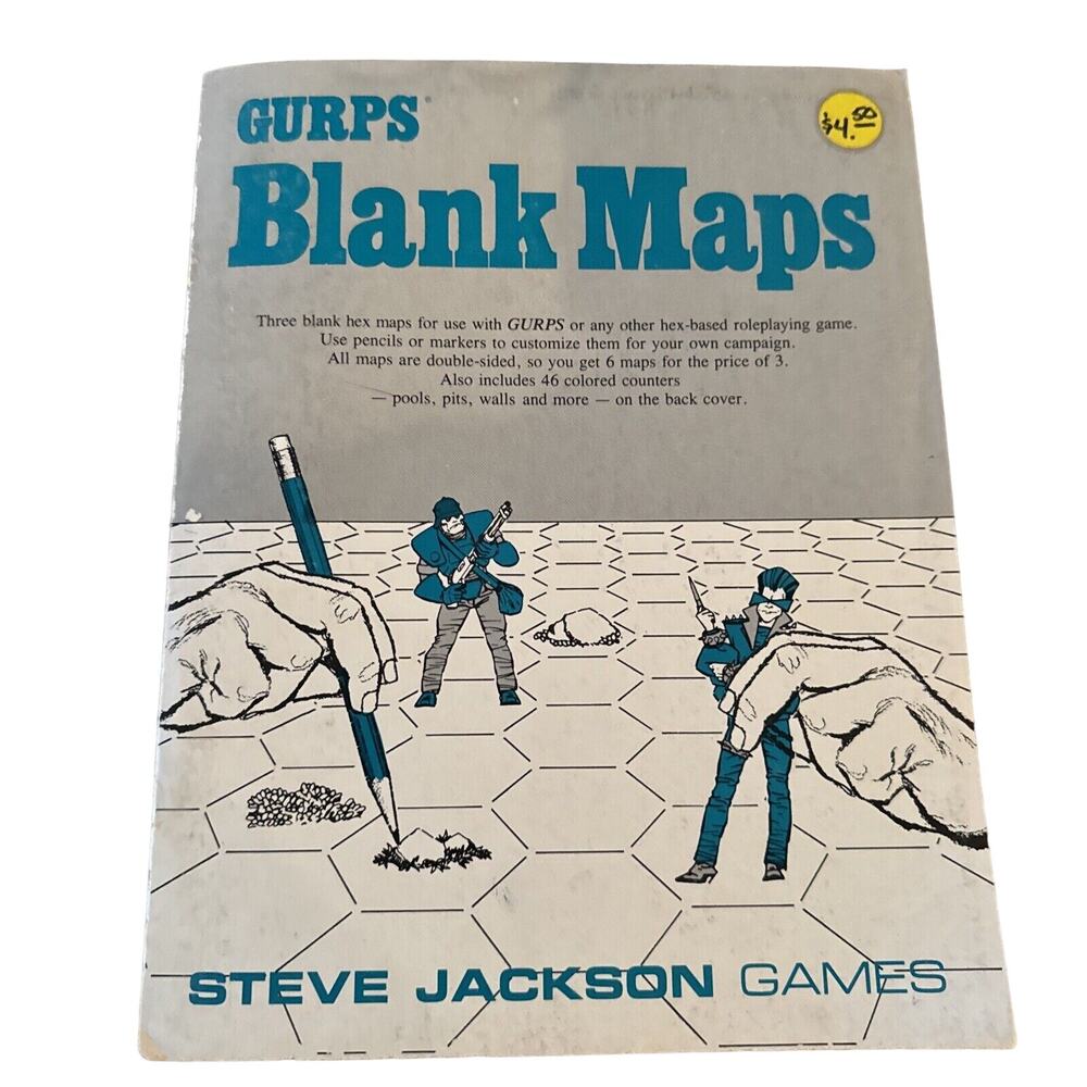 1987 GURPS Blank Maps RPG Role Playing Book by Steve Jackson Games